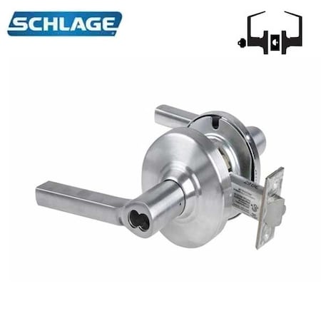 Schlage ND Series Lever Locks, Grade 1 Classroom Lock, Latitude Lever, SFIC Prep Less Core, Satin Chrome Fin SCH-ND70BD-LAT-626
